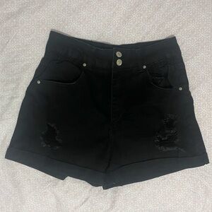 Black Distressed Women Shorts